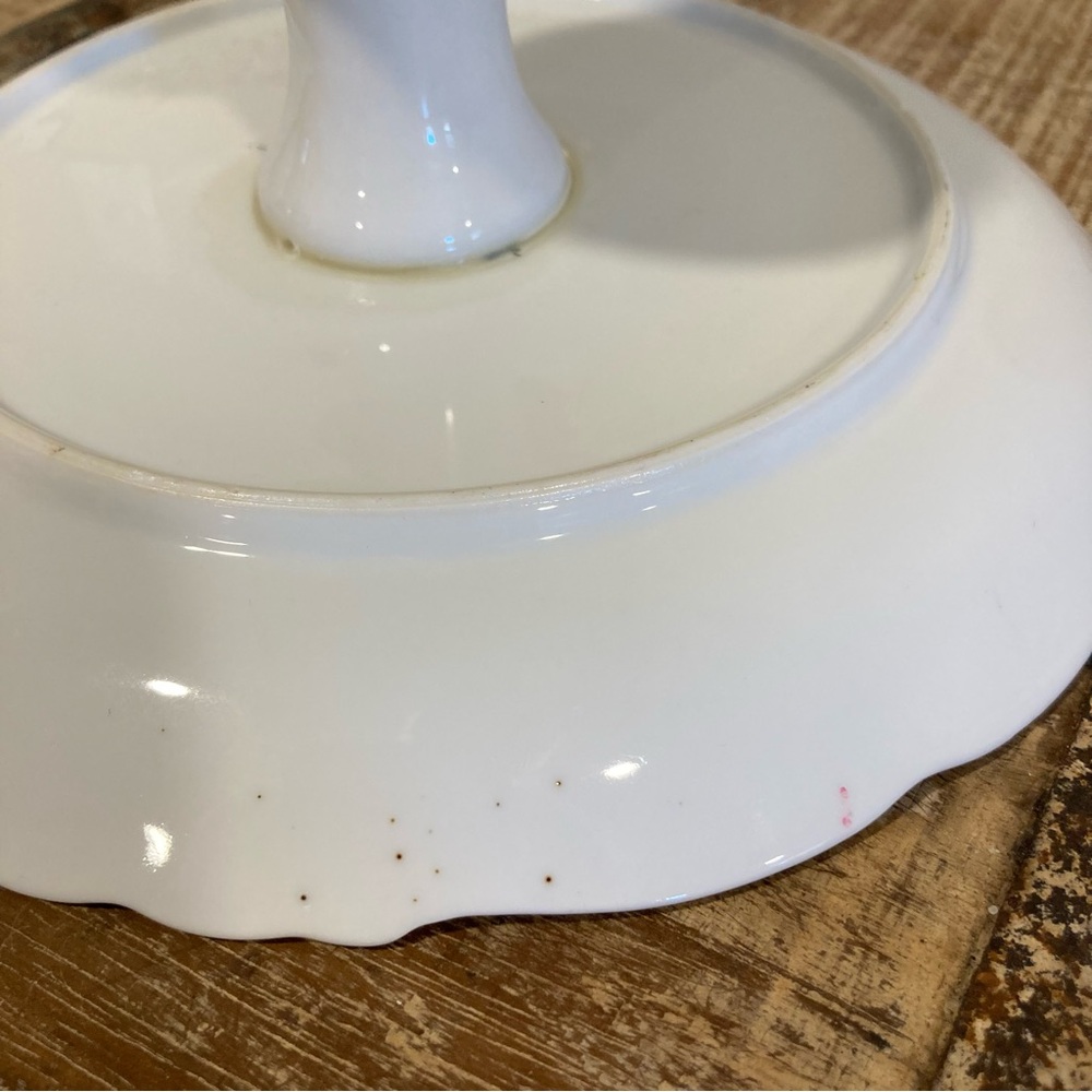 Floral Pedestal Cake Stand Signed Renee 8” - Picture 14 of 16